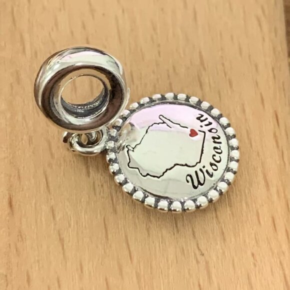 Pandora Wisconsin Map Exclusive Dangle Charm Pendant, S925 Silver Bracelets - Picture 3 of 4